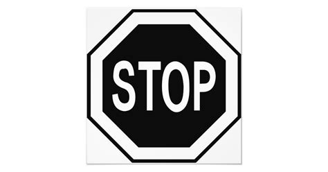 Stop Symbol Sign Black On White Zazzle