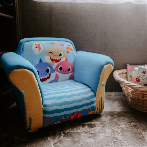 Baby Shark Upholstered Chair With Sculpted Plastic Delta Children