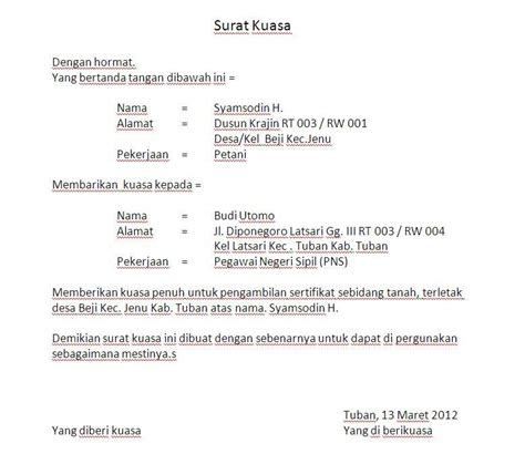 Surat ini merupakan surat yang diberikan kepada seseorang untuk melaksanakan atau menjalankan tugas maupun keperluan tertentu. Contoh Surat Kuasa Pajak Stnk