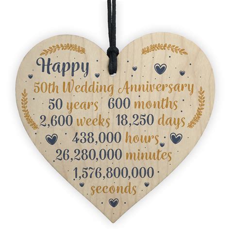 Happy 50th Wedding Anniversary Sign T Heart Fifty Years Husband Wife