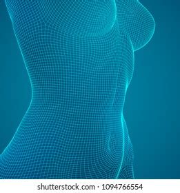 Female Nude Body On Blue Background Stock Vector Royalty Free