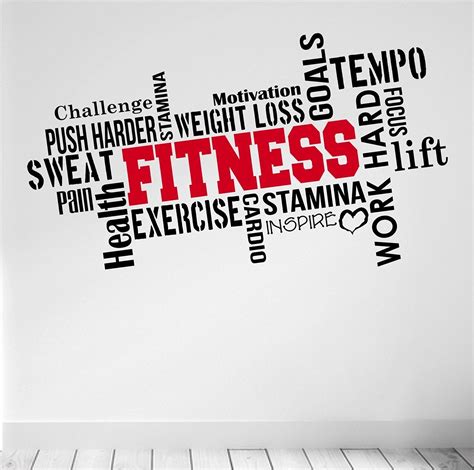 Pro Fitness Wordcloud Motivational Wall Art Decal Sticker Gym Quote