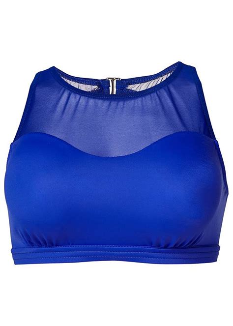 cobalt blue mesh high neck bikini top from venus