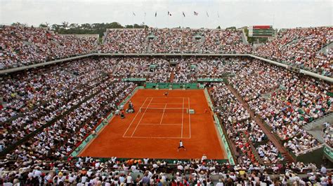 Roland Garros Clay Tennis Court Preparing The Court For French Open