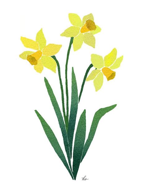 Dowloadable Art Daffodils Daffodil Download Drawing Of Etsy