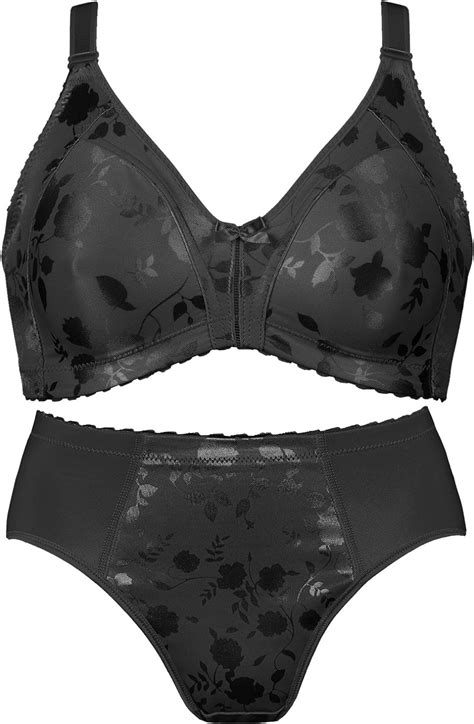 naturana women s lingerie set minimiser bra panty girdle 44 b black uk 22 3xl uk