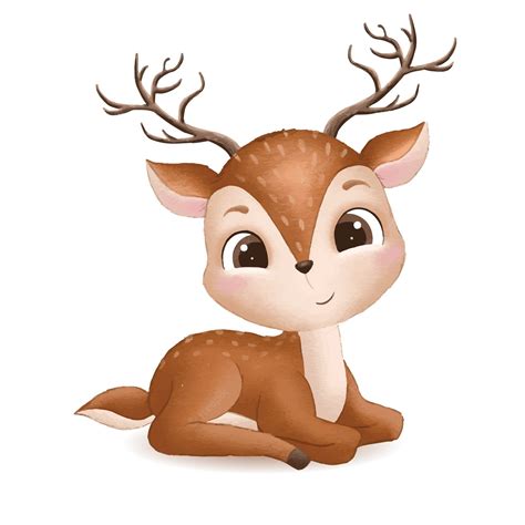 Premium Vector Hand Drawn Cute Baby Deer Illustration