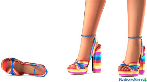 Multicolored Sandals No Slider Sims 4 Sims 4 Cc Shoes Sims 4 Clothing