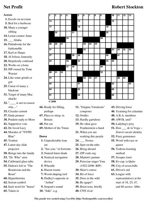 Easy printable and online crossword puzzles and games. Free easy printable crossword puzzles for adults