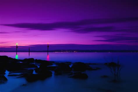 Nice Lilac Purple Sunset Over The Sea Wallpaper Check More At