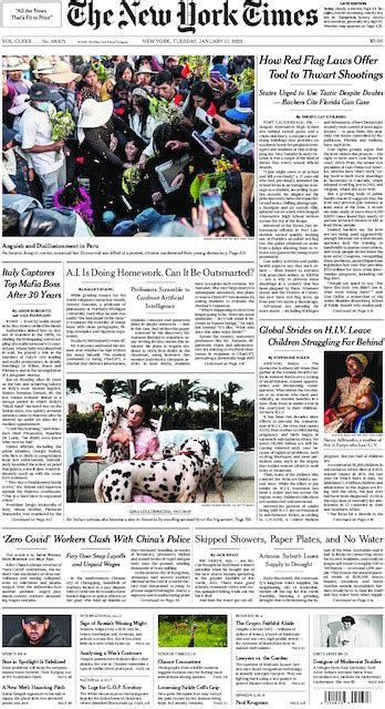 The New York Times In Print For Tuesday Jan 17 2023 The New York Times