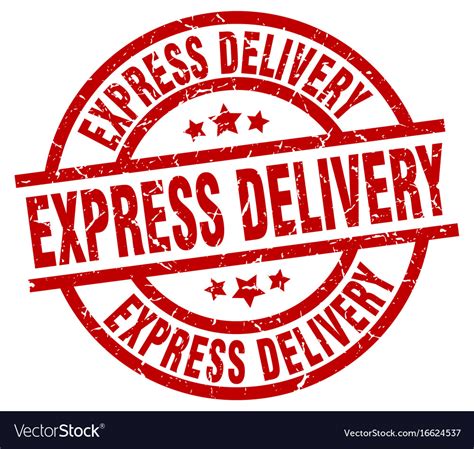 Express Delivery Round Red Grunge Stamp Royalty Free Vector