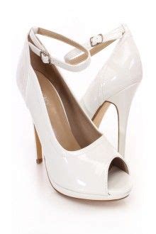 White Peep Toe Ankle Strap Heels Patent Cute Shoes Shoes Heels