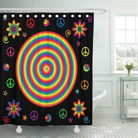 Pknmt Colorful Flower Of Rainbow Colored Retro And Symbols 1960s