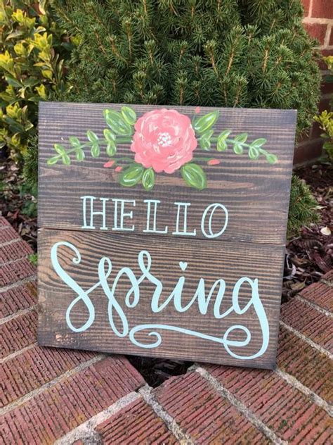 Hello Spring Sign Spring Decor Spring Sign Wood Signs Etsy Hello