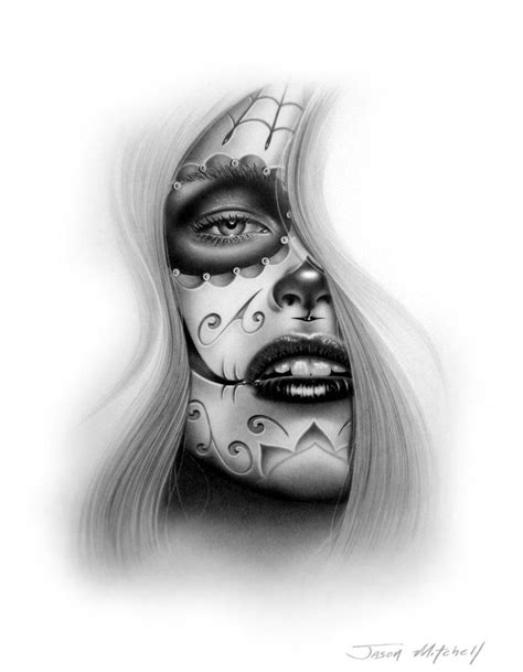 Dia De Los Muertos Art Skull Girl Tattoo