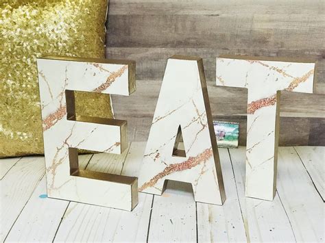 Home Decor Decorative Letters Rose Gold Marble Gold Marble