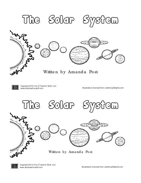 Solar System Book Printables And Template For Pre K 2nd Grade Lesson