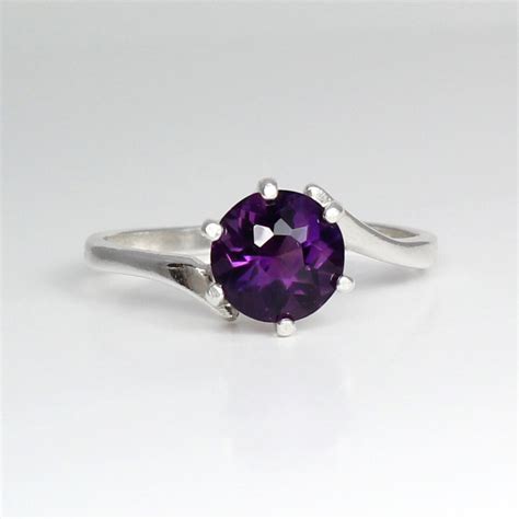 Sterling Silver African Amethyst Ring Natural Amethyst Ring