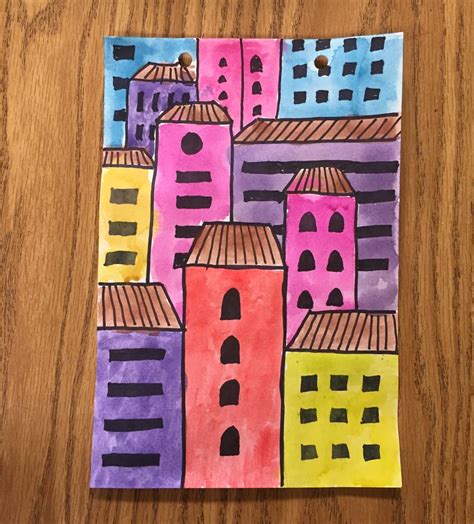 Overlapping Buildings Art Projects For Kids