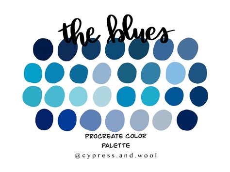 The Blues Procreate Color Palette Color Swatches Ipad Etsy Color