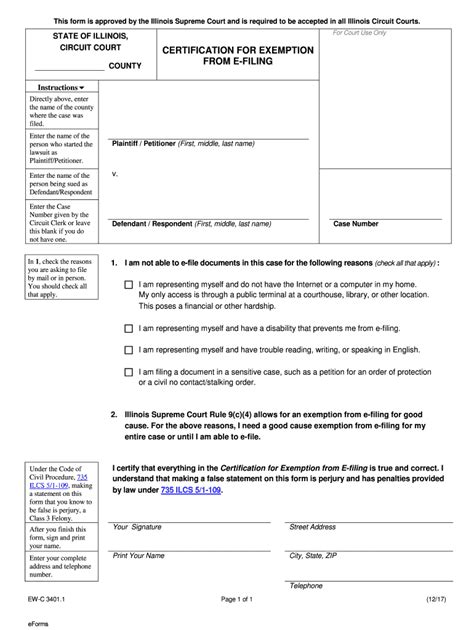 Illinois Certification For Exemption From E Filing Form Fill Out And