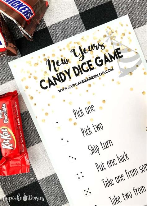 New Years Candy Dice Game - Printable Game for Kids | Kids new years