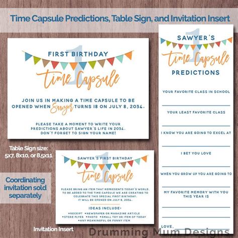 Time Capsule First Birthday Boy 1st Printable Time Capsule Etsy Boy