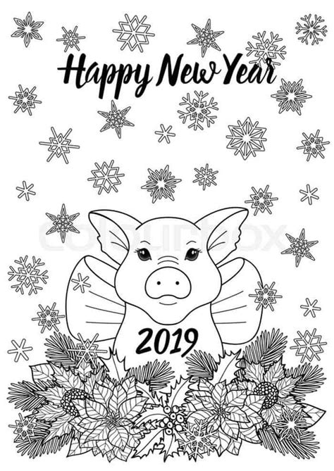 Chinese New Year Pig Coloring Pages | New year coloring pages, New year