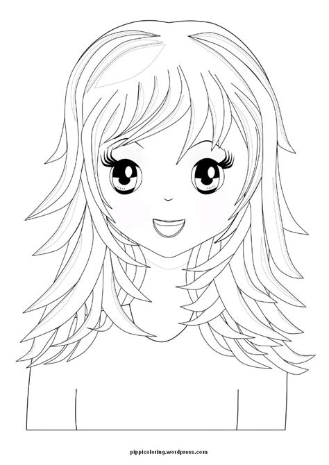 Manga Girl With Long Hair Coloring Pages Pinterest