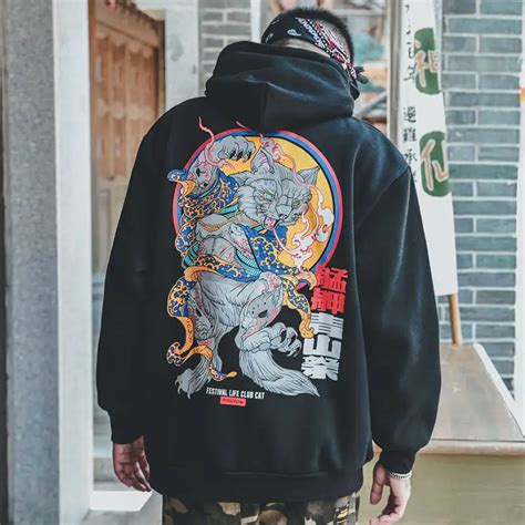 Fashion Harajuku Hoodie Sweatshirt Mens Casual Black Hip Hop Japan