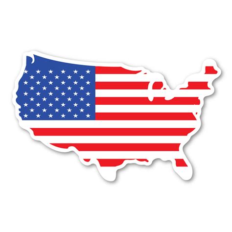 United States Shaped American Flag Mini Decal Magnet America