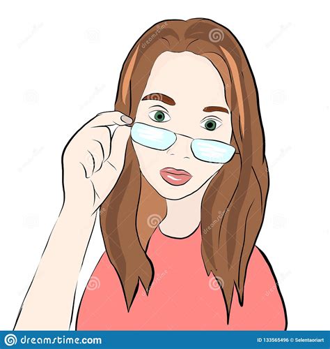 Girl In Glasses Vector Illustration Stock Vector Illustration Of Closeup Lady 133565496