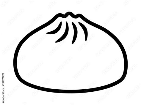 Baozi Or Bao Chinese Steamed Bun Line Art Vector Icon For Food Apps
