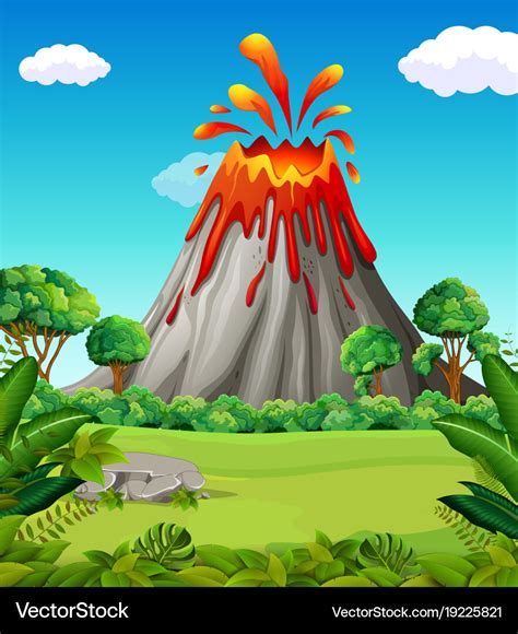 Nature Scene Of Volcano Eruption Royalty Free Vector Image