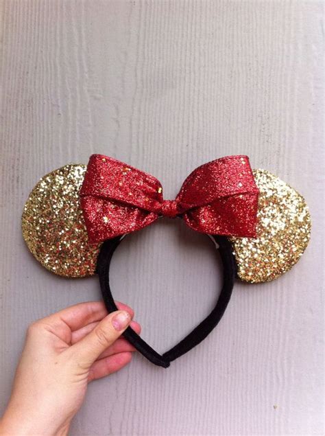 Red And Gold Minnie Mouse Ears By Magicalmickeyears On Etsy Minnie