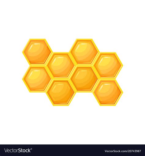 Bright Cartoon Icon Of Honeycombs Natural Farm Vector Image