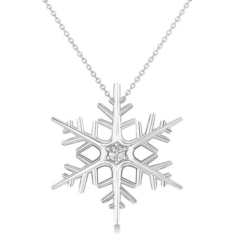 Diamond Wintertime Snowflake Pendant Necklace 14k White Gold 004ct