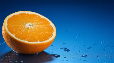 Premium Ai Image Generative Ai An Orange Fruit On A Blue Surface