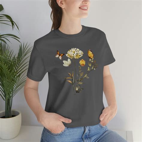 Camiseta Cottagecore Floral Amarilla Camisa De Flores Prensadas