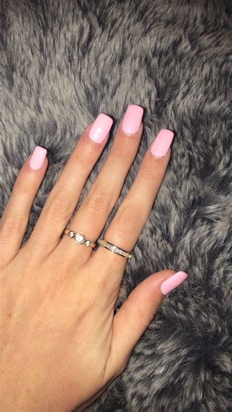 Square Baby Pink Acrylic Nails Colour Is Sunset Fog 599