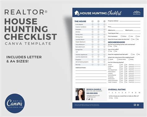 House Hunting Checklist Real Estate Marketing Template Etsy House