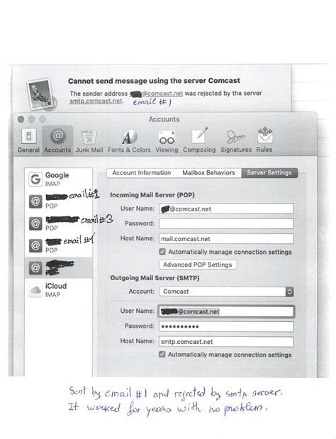 ‎SMTP server configuration for Apple mail (and related issue) | Xfinity