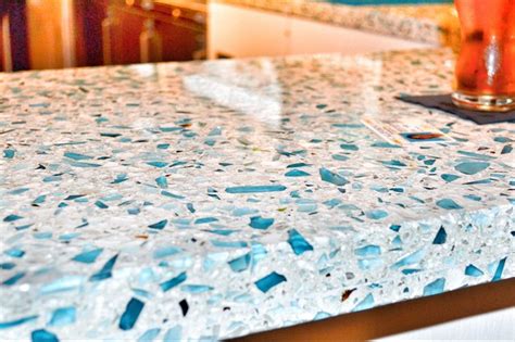 Vetrazzo Floating Blue Contemporary Kitchen Countertops Austin
