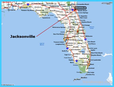 Map Of Jacksonville Florida Travelsmapscom