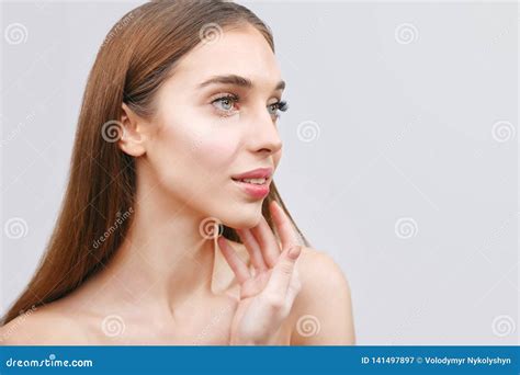 Beauty Portrait Of Woman With Naked Shoulders Stock Image Image Of