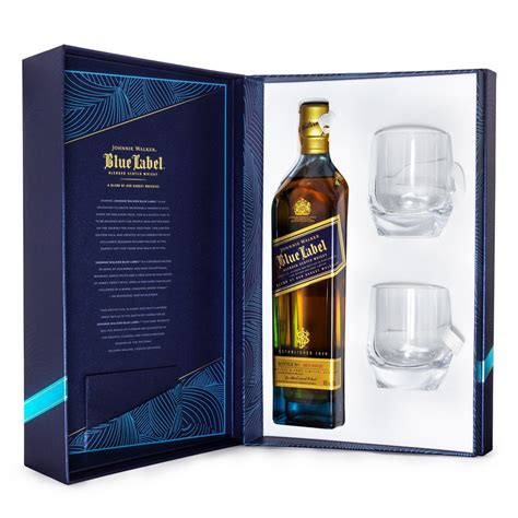 Kit Whisky Johnnie Walker Blue Label 750ml 2 Copos Exclusivos Espaço Prime Bebidas Premium