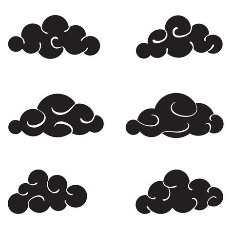Clouds Black Set Isolated On White Background 1610368 Vector Art At
