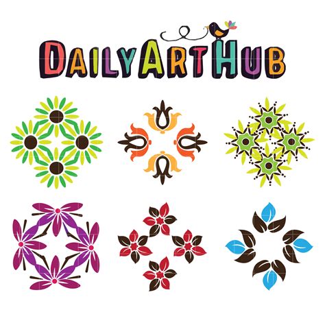 Flower Designs Clip Art Set Daily Art Hub Graphics Alphabets And Svg