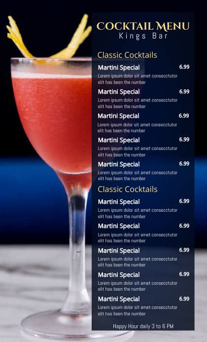 Cocktail Menu Template Postermywall